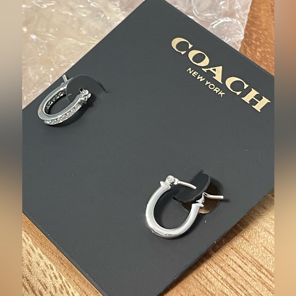 Coach NWOT Silver Tone Pave Crystal “C”
Earrings